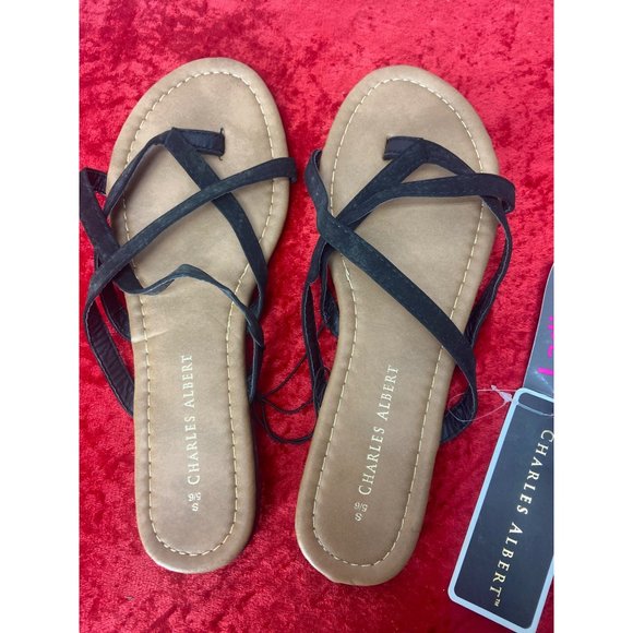 Charles Albert Open-Toe Sandals Black Criss Cross Size Small‎ - Picture 5 of 7